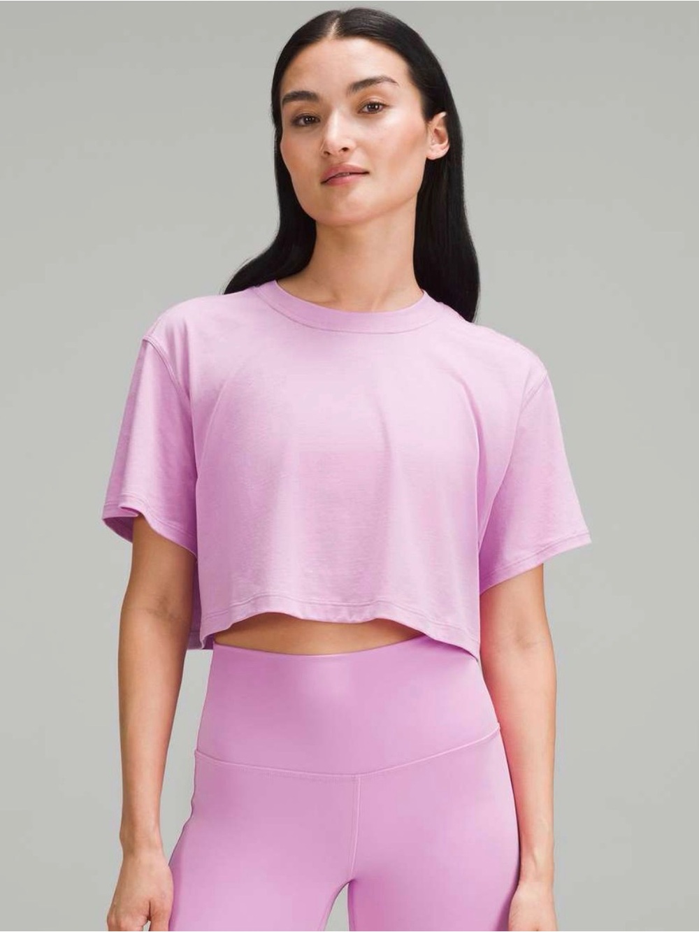 lululemon athletica Women's Crop Tee - Light Lilac Pink